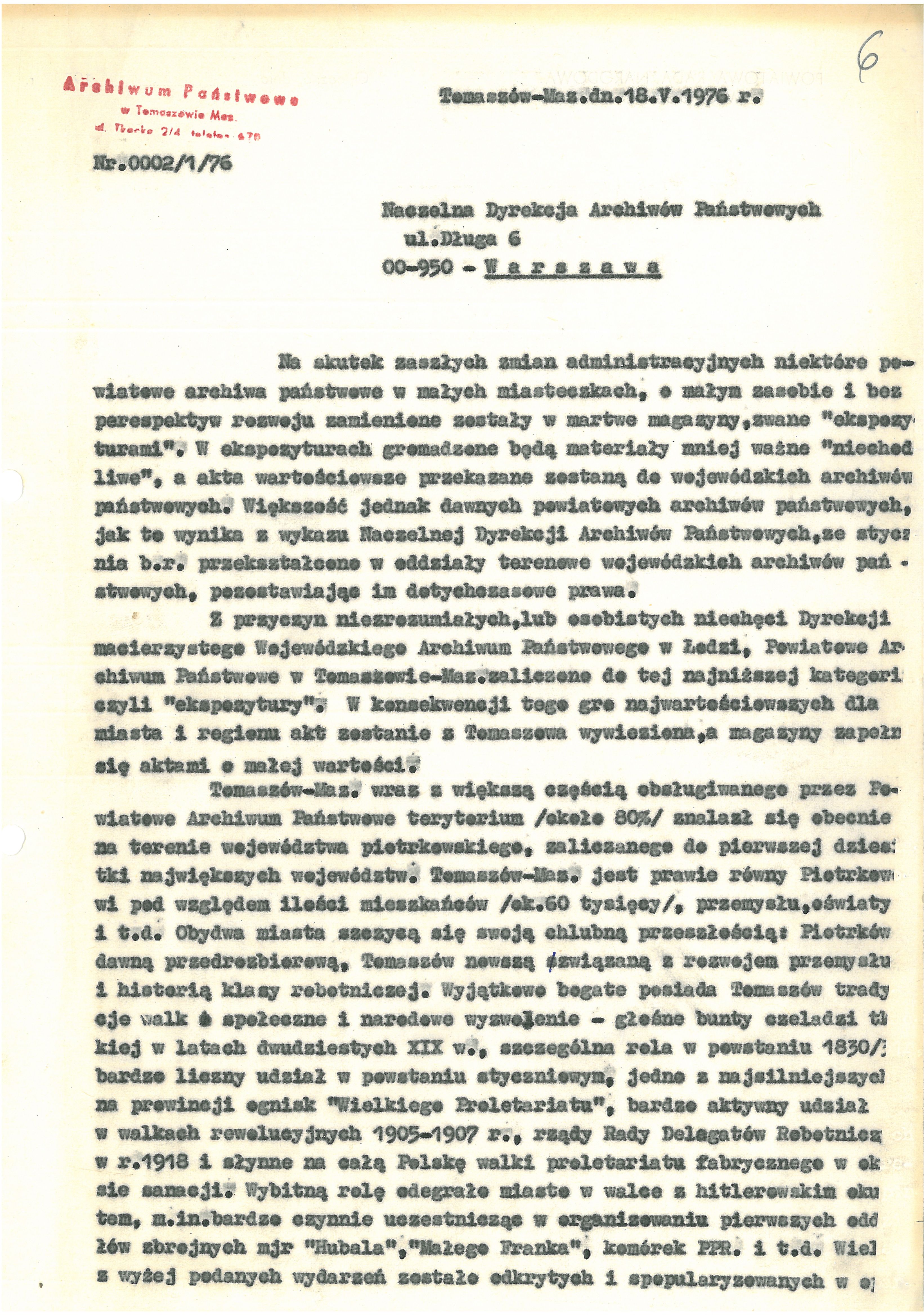 Memoriał do Naczelnej Dyrekcji Archiwów Państwowych